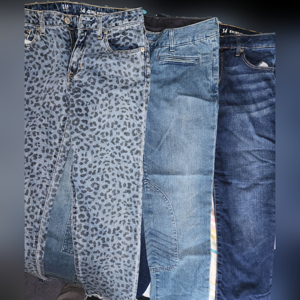 Leopard Print and Blue Denim Women's Jeans.  3 pairs of jeans